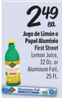 El Super First Street Lemon Juice, 32 Oz. or Aluminum Foil, 25 Ft offer