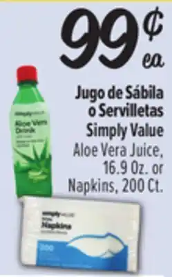El Super Simply Value Aloe Vera Juice, 16.9 Oz. or Napkins, 200Ct offer