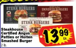 Superior Grocers Steakhouse Certified Angus Patties or Holten Smashed Burger offer