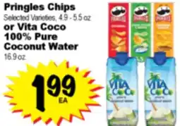 Superior Grocers Pringles Chips Selected Varieties, 4.9 - 5.5 oz or Vita Coco 100% Pure Coconut Water 16.9 oz offer