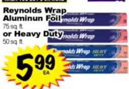 Superior Grocers Reynolds Wrap Aluminun Foil 75 sq. ft. or Heavy Duty 50 sq. ft offer