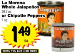 Superior Grocers La Morena Whole Jalapeños 28.2 oz. or Chipotle Peppers 7 oz offer
