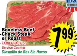 Superior Grocers Boneless Beef Chuck Steak or Roast offer