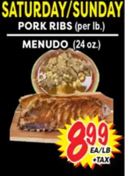 Superior Grocers PORK RIBS (24 oz.) MENUDO (24 oz.) offer