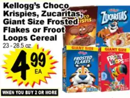 Superior Grocers Kellogg's Choco Krispies, Zucaritas, Giant Size Frosted Flakes or Froot Loops Cereal offer