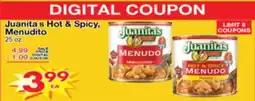 Superior Grocers Juanita's Hot & Spicy, Menudito offer