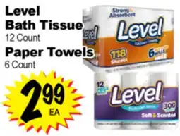 Superior Grocers Level Bath Tissue 12 Count Paper Towels 6 Count offer