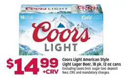 Grocery Outlet Coors Light American Style Light Lager Beer offer