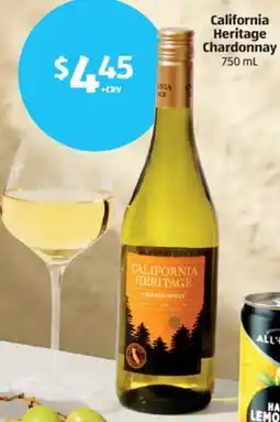 Aldi California Heritage Chardonnay offer