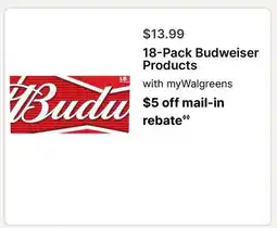 Walgreens 18-Pack Budweiser Products offer
