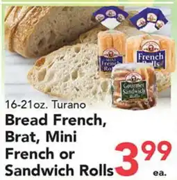 Eurofresh Market Turano Bread French, Brat, Mini French or Sandwich Rolls offer