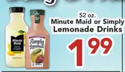 Eurofresh Market 52 oz. Minute Maid Or Simply Lemonade Drinks offer