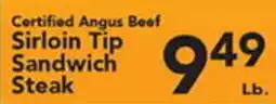 Eurofresh Market Certified Angus Beef Sirloin Tip Sandwich Steak offer