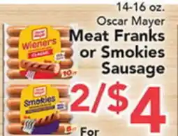 Eurofresh Market 14-16 oz. Oscar Mayer Meat Franks or Smokies Sausage offer