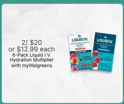 Walgreens 6-Pack Liquid I.V. Hydration Multiplier offer