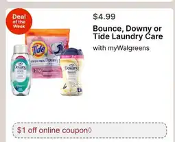 Walgreens Bounce, Downy or Tide Laundry Care offer