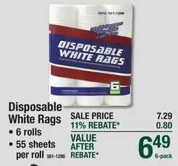 Menards Disposable White Rags offer