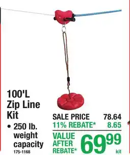 Menards 100'L Zip Line Kit offer