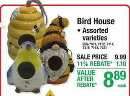 Menards Bird House offer