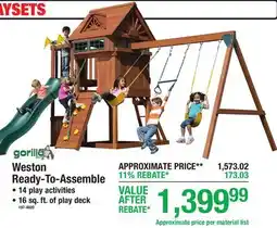 Menards WOOD PLAYSETS Weston Ready-To-Assemble offer