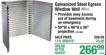 Menards Galvanized Steel Egress Window Well offer