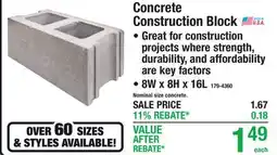 Menards Concrete Contruction Block offer