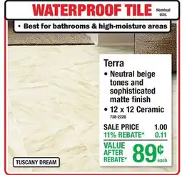 Menards WATERPROFF TILE Terra offer