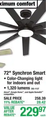 Menards 72 Synchron Smart offer