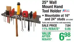Menards 25 Wall Mount Hand Tool Holder offer