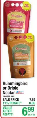 Menards Hummingbird or Oriole Nectar offer