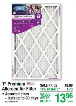 Menards 1 Premium Allergen Air Filter offer