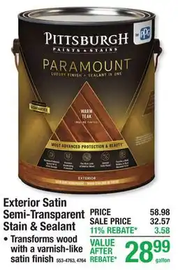 Menards Exterior Satin Semi-Transaparent Stain & Sealant offer
