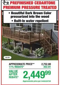 Menards PREFINISHED CEDARTONE PREMIUM PRESSURE TREATED offer