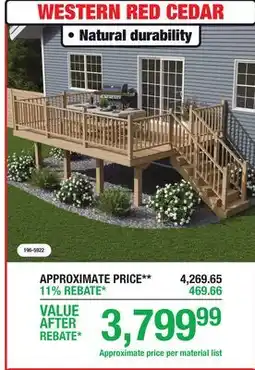 Menards WESTERN RED CEDAR offer
