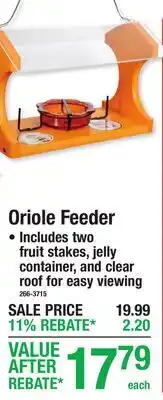 Menards Oriole Feeder offer