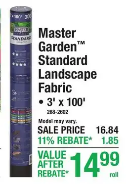 Menards Master Garden Standard Landscape Fabric offer