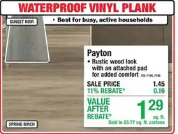 Menards VINYL PLANK WATERPROOF VINYL PLANK PAYTON offer