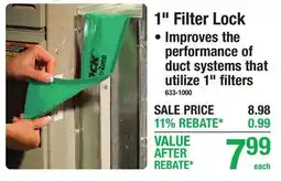 Menards 1 Filter Lock offer