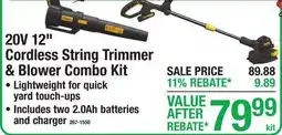 Menards 20V 12 Cordless String Trimmer & Blower Combo Kit offer