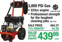 Menards PRESSURE WASHER 3,800 PSI Gas offer