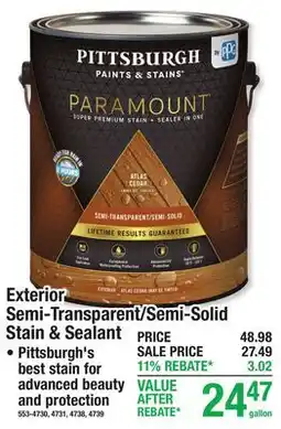 Menards Exterior Semi-Transparent/Semi-Solid Stain & Sealant offer