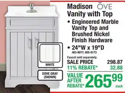 Menards Madison Vanity with Top offer