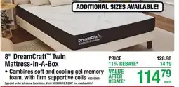 Menards 8 DreamCraft Twin Mattress-In-A-Box offer