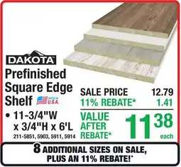 Menards Dakota Prefinished Square Edge Shelf offer
