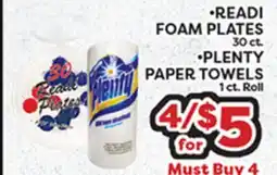Torres Supermercado •READI FOAM PLATES •PLENTY PAPER TOWELS offer