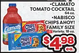 Torres Supermercado •CLAMATO TOMATO COCKTAIL 64 oz. •NABISCO CHIPS AHOY! FAMILY SIZE offer