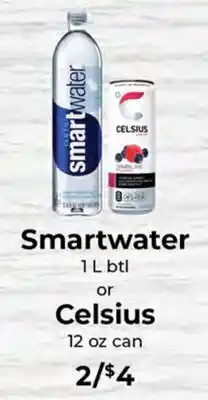 Sunset Foods Smartwater 1 L btl or Celsius 12 oz can offer