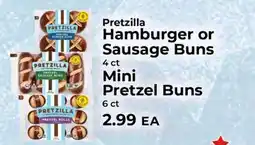 Sunset Foods Pretzilla Hamburger or Sausage Buns, Mini Pretzel Buns offer