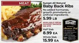 Sunset Foods Sunset All Natural Baby Back Ribs offer
