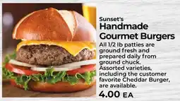 Sunset Foods Sunset's Handmade Gourmet Burgers offer